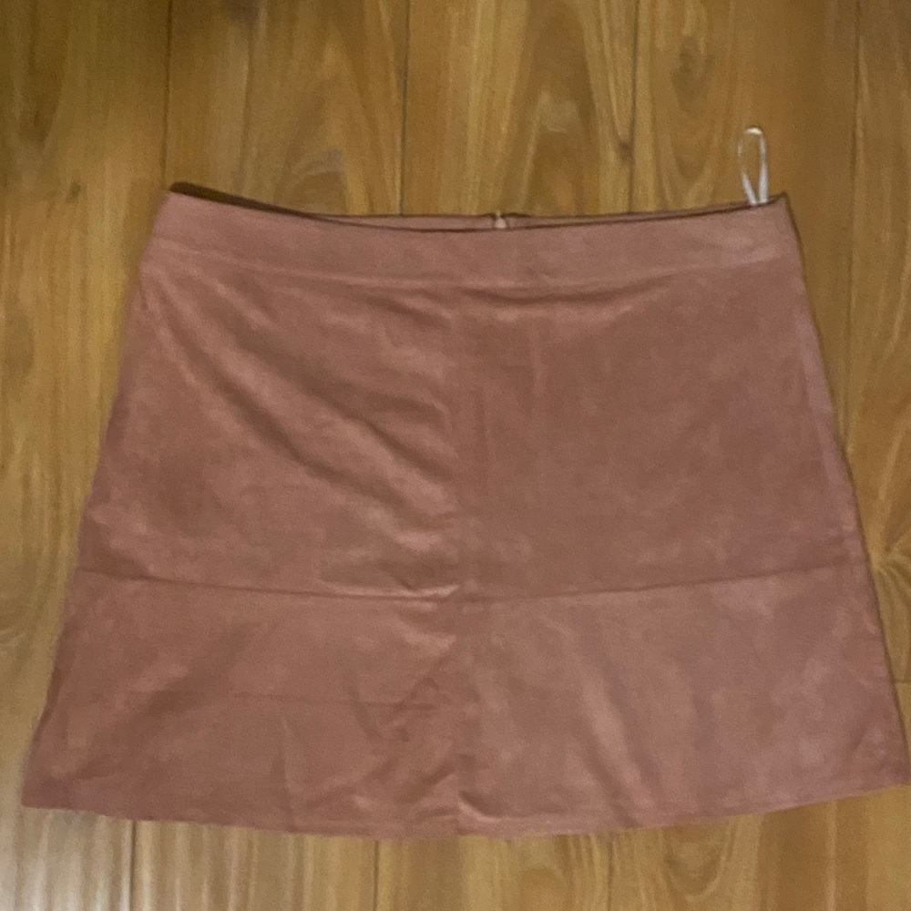 Pink suede miniskirt